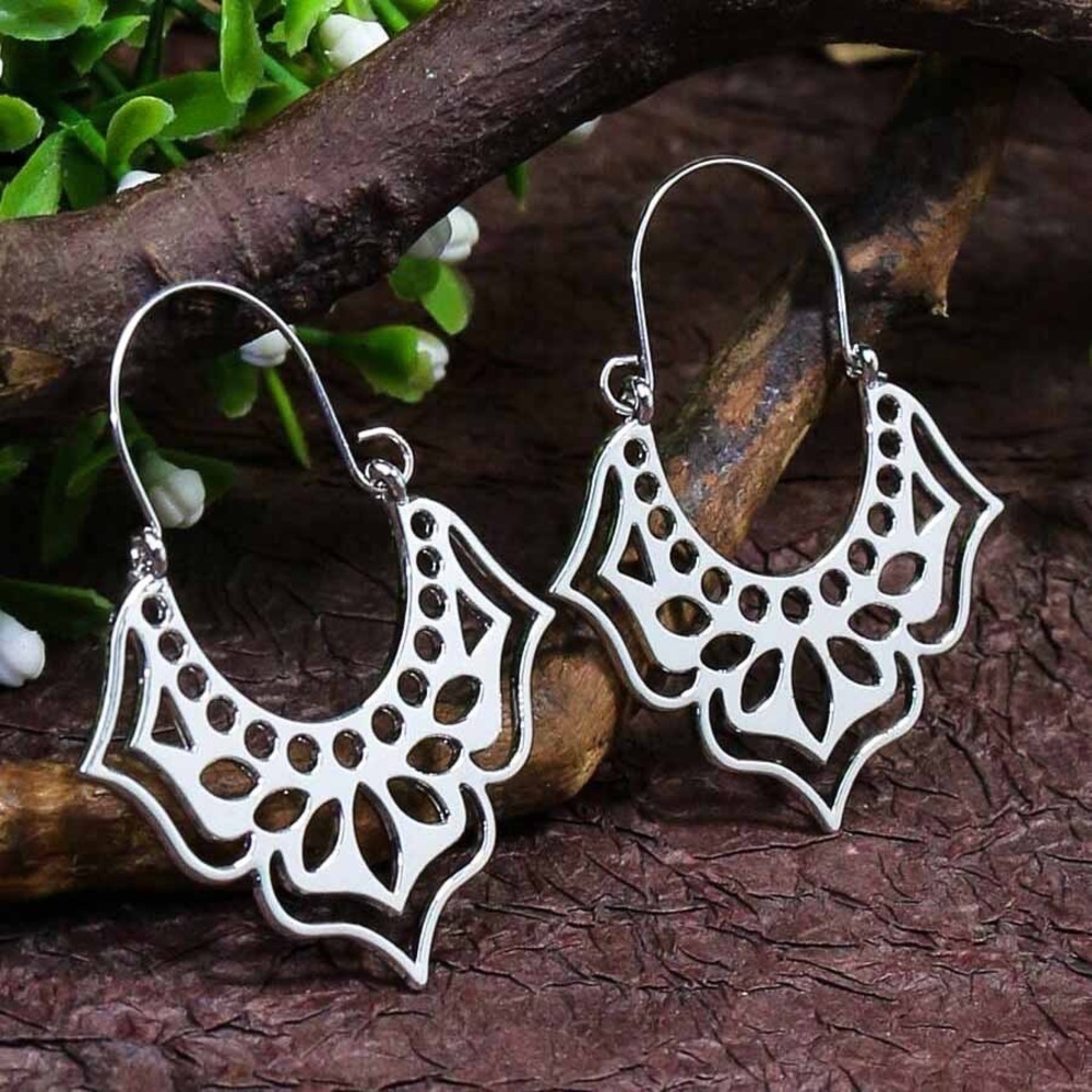 Any 3/$25! Silver Lacy Openwork Boho Earrings - Picture 3 of 6